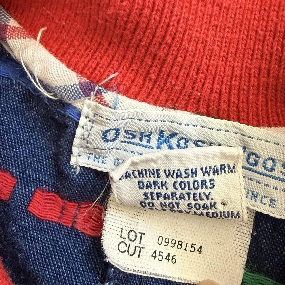 VTG 80s Retro OshKosh B'gosh Kids Denim Jumpsuit Unisex Shapes Collared 6-9 M